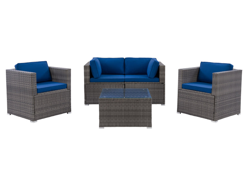 blended grey and oxford blue Outdoor Sofa Set, 5pc Parksville Collection product image by CorLiving