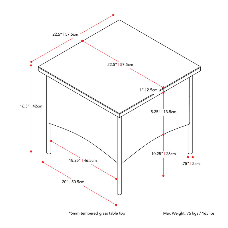 black weave Outdoor Wicker Side Table Parksville Collection measurements diagram by CorLiving