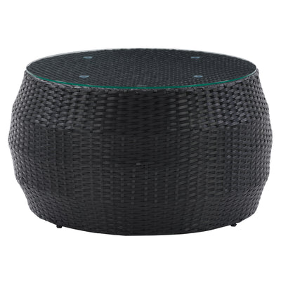 black weave Round Wicker Coffee Table Parksville Collection product image by CorLiving#color_textured-black-weave