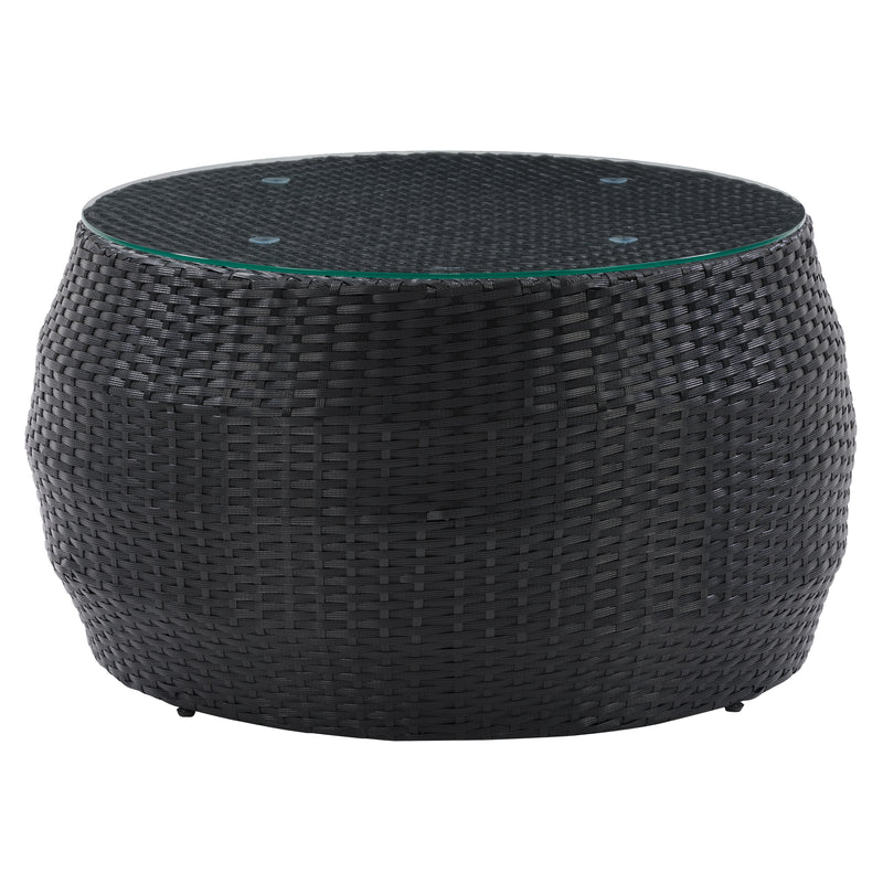 black weave Round Wicker Coffee Table Parksville Collection product image by CorLiving