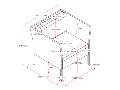 black and ash grey Patio Armchair Parksville Collection measurements diagram by CorLiving#color_black-and-ash-grey