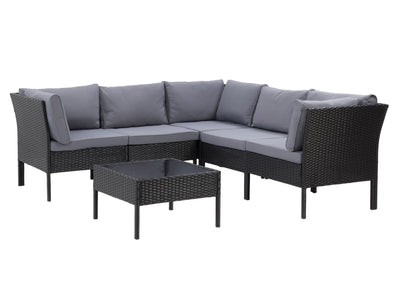 black and ash grey Patio Sectional Set, 6pc Parksville Collection product image by CorLiving#color_black-and-ash-grey
