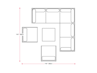 black and ash grey L Shaped Outdoor Sectional, 8pc Parksville Collection measurements diagram by CorLiving#color_black-and-ash-grey