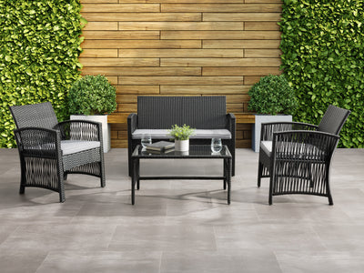 black and grey 4pc Patio Set Parksville Collection lifestyle scene by CorLiving#color_black-and-grey