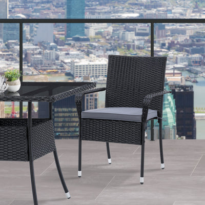 black Stackable Patio Chairs, Set of 2 Parksville Collection lifestyle scene by CorLiving#color_black