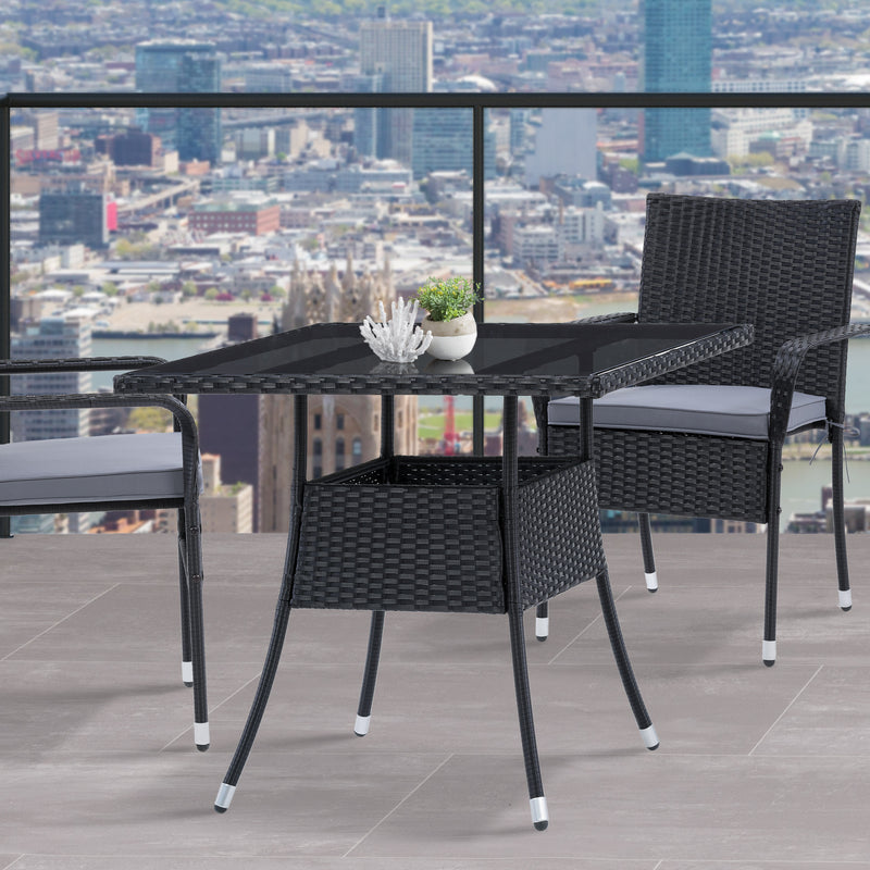 black Square Outdoor Dining Table Parksville Collection lifestyle scene by CorLiving