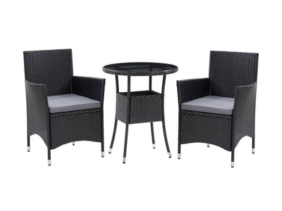 black and grey Patio Bistro Set, 3pc Parksville Collection product image by CorLiving#color_black-and-grey