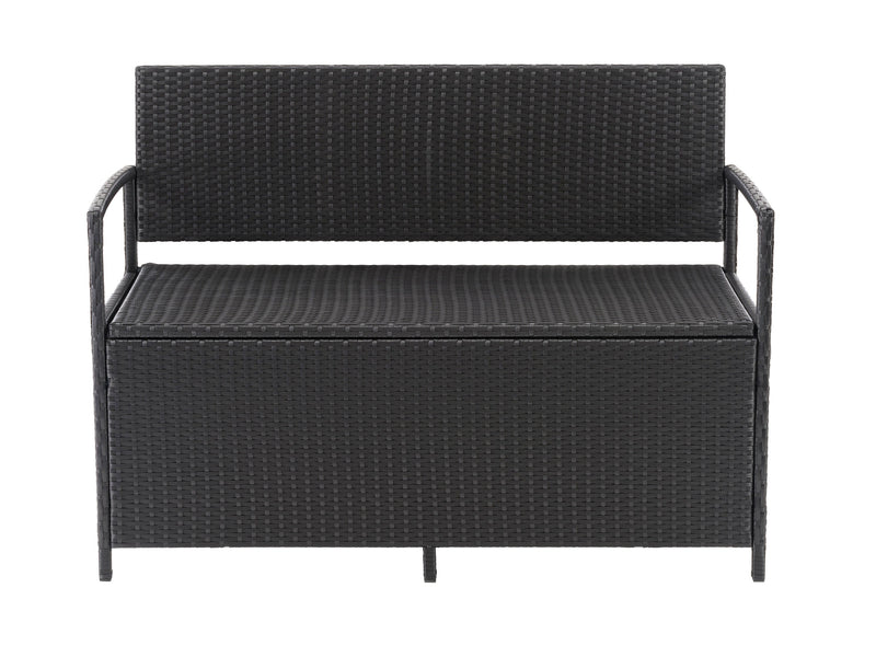 black weave Outdoor Bench with Storage Parksville Collection product image by CorLiving