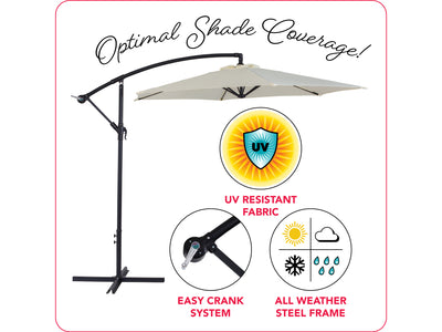 warm white cantilever patio umbrella, tilting Persist Collection infographic CorLiving#color_warm-white