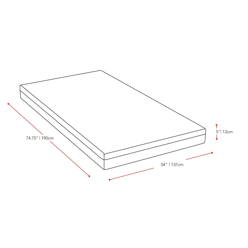 Memory Foam Mattress, Full / Double 5" measurements diagram by CorLiving