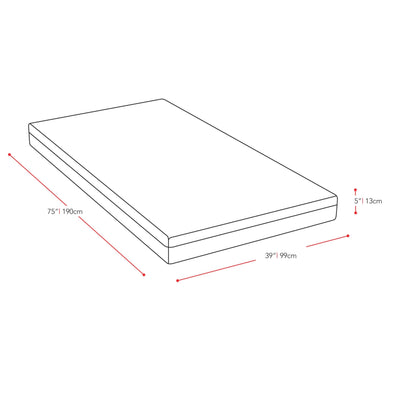 5 inch Twin / Single Memory Foam Mattress measurements diagram by CorLiving