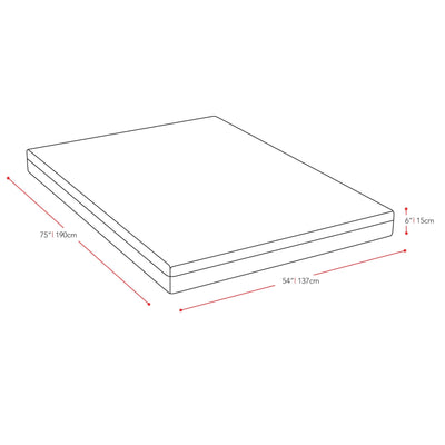 Memory Foam Mattress, Full / Double 6" measurements diagram by CorLiving