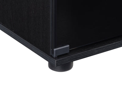 black TV Stand with Glass Doors for TVs up to 85" Fiji Collection detail image by CorLiving#color_black