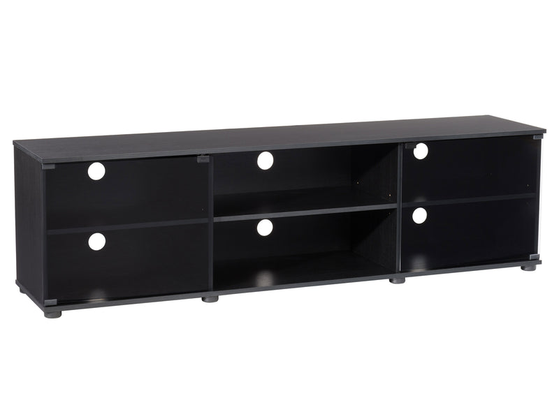 black TV Stand with Glass Doors for TVs up to 85" Fiji Collection product image by CorLiving