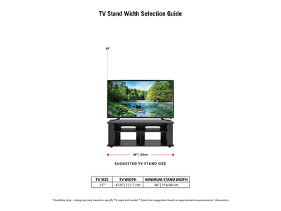 black Wood TV Stand for TVs up to 55" Bakersfield Collection infographic Living#color_black