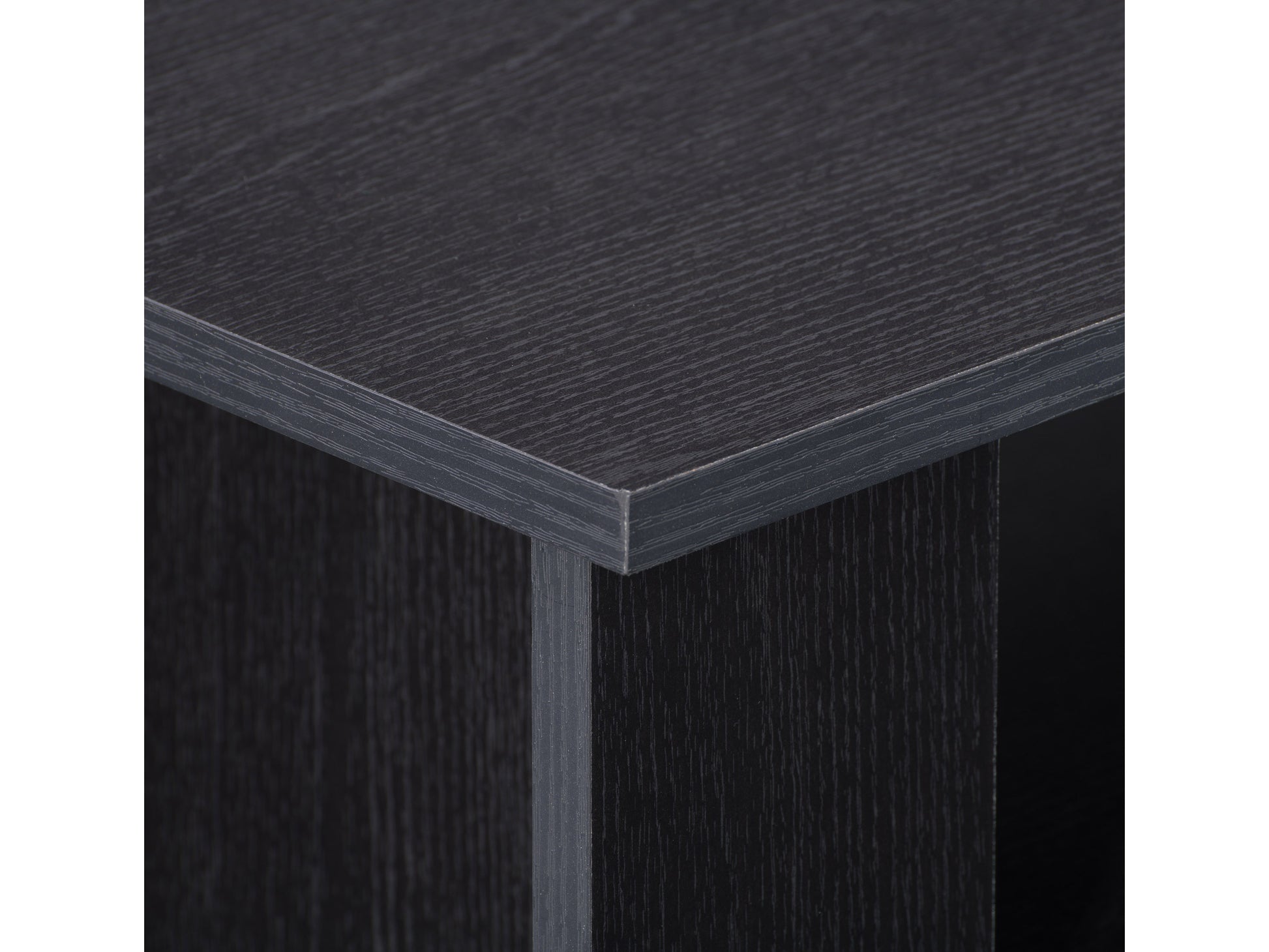 Black TV stand with sleek design, storage shelves, and cabinets, suitable for TVs up to 85 inches. Made of wood with a glossy finish, featuring modern handles and a sturdy base.