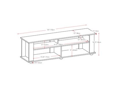 TV Stand Black for TVs up to 85" Bakersfield Collection measurements diagram by CorLiving#color_black