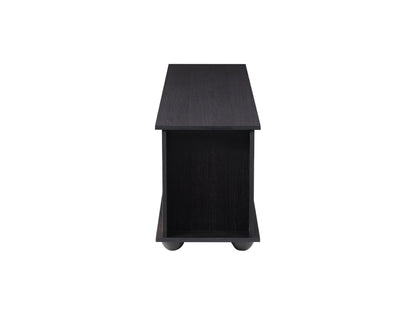 Modern wooden TV stand with white drawers and open shelving, featuring a sleek, minimalist design, natural wood finish, and sturdy construction. Ideal for contemporary living rooms and media storage.