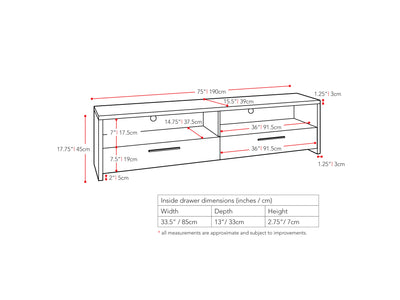 black TV Stand for TVs up to 95" Fernbrook Collection measurements diagram by CorLiving#color_black