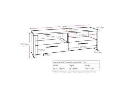 black TV Stand for TVs up to 75" Fernbrook Collection measurements diagram by CorLiving#color_black