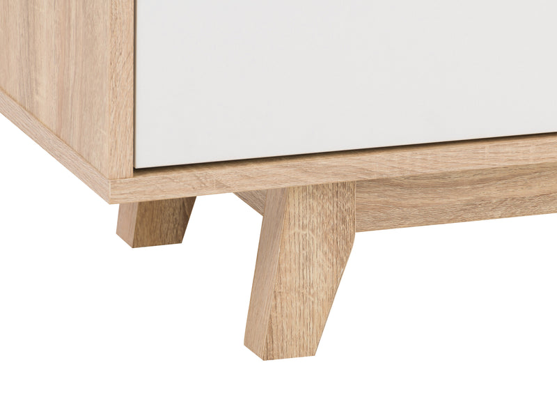 White and Brown Wood TV Stand for TVs up to 68" Fort Worth Collection detail image by CorLiving