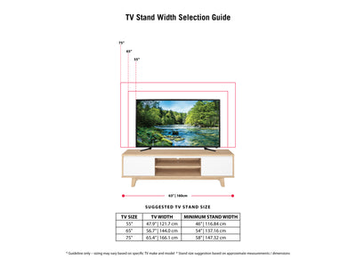White and Brown Wood TV Stand for TVs up to 68" Fort Worth Collection infographic by CorLiving#color_fort-worth-white-and-brown