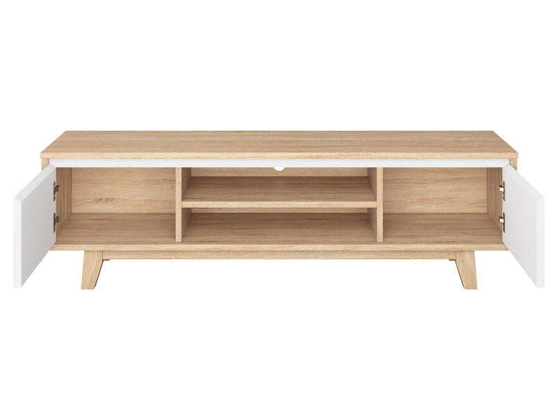 White and Brown Wood TV Stand for TVs up to 68" Fort Worth Collection product image by CorLiving