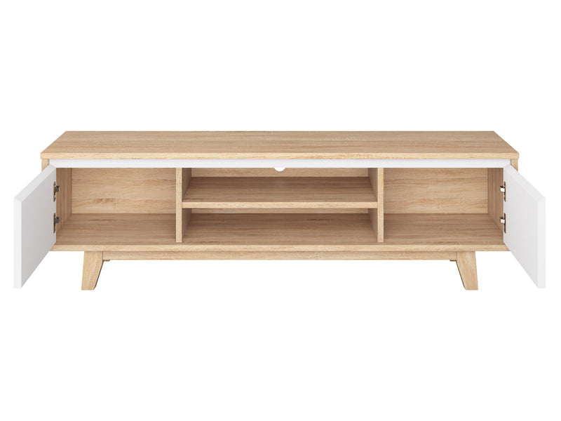 White and Brown Wood TV Stand for TVs up to 68" Fort Worth Collection product image by CorLiving