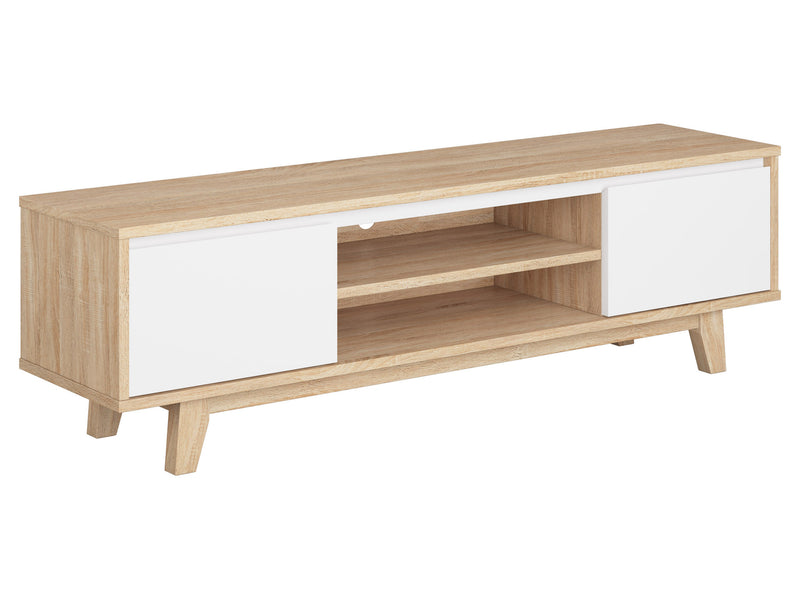 White and Brown Wood TV Stand for TVs up to 68" Fort Worth Collection product image by CorLiving