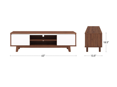 White and Dark Brown Wood TV Stand for TVs up to 68" Fort Worth Collection measurements diagram by CorLiving#color_fort-worth-white-and-dark-brown