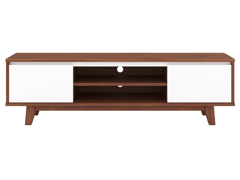 White and Dark Brown Wood TV Stand for TVs up to 68" Fort Worth Collection product image by CorLiving