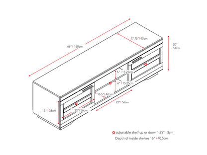Modern TV stand for up to 85" TVs, featuring a sleek black finish with two spacious open shelves and a sturdy metal frame, ideal for contemporary living rooms and entertainment centers.