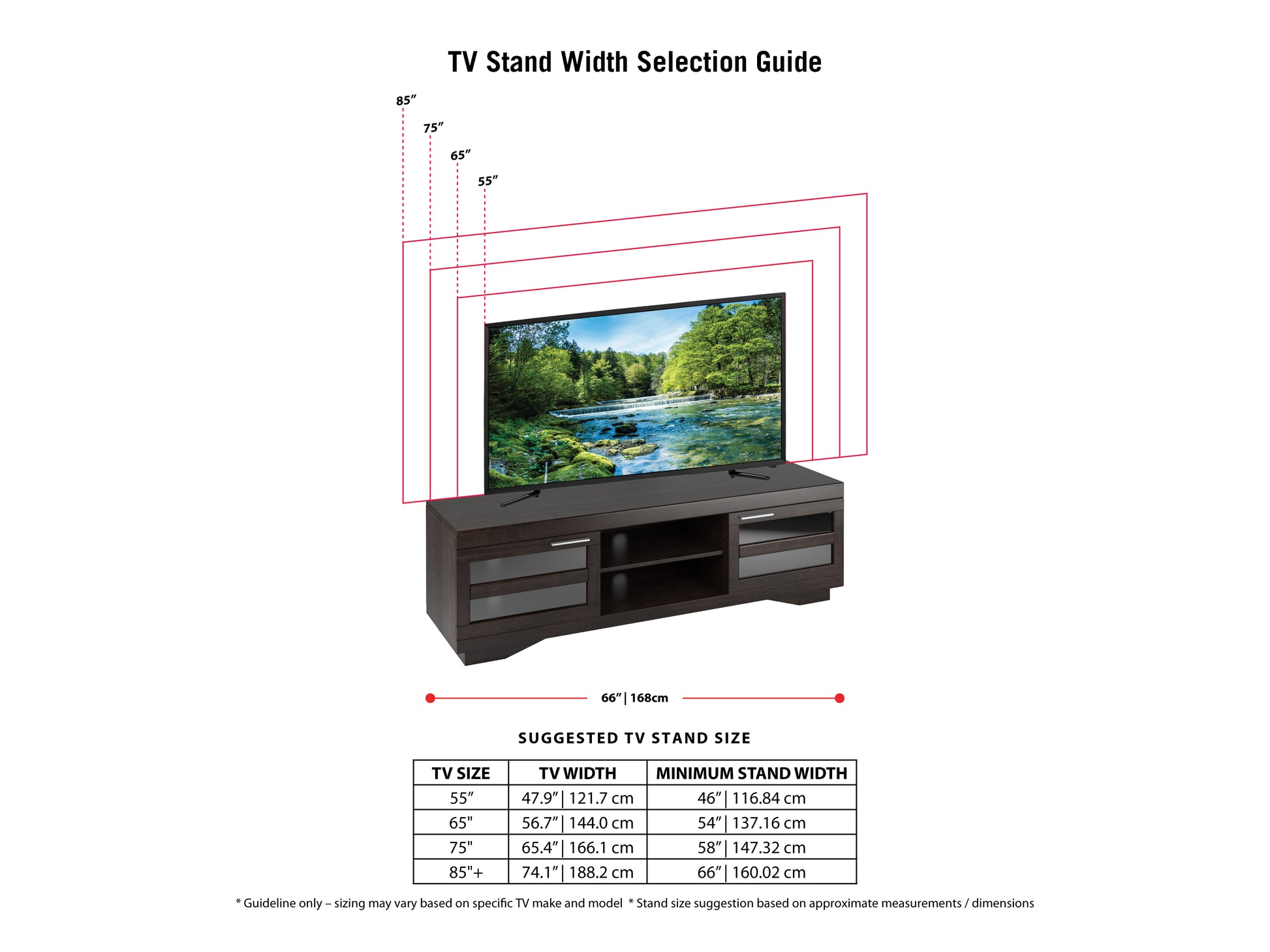 Modern black TV stand with wood accents, featuring sleek metal legs, two open shelves, and a large central storage compartment with a sliding door. Ideal for contemporary living rooms and media setups.