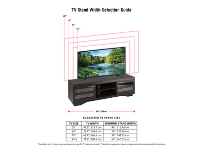 espresso TV Bench for TVs up to 85" Granville Collection infographic by CorLiving#color_espresso