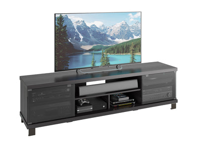black Extra Long Black Wood TV Stand for TVs up to 85" Holland Collection product image by CorLiving#color_black