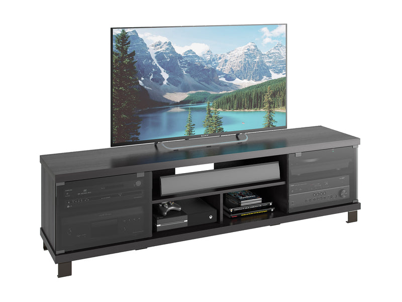 black Extra Long Black Wood TV Stand for TVs up to 85" Holland Collection product image by CorLiving