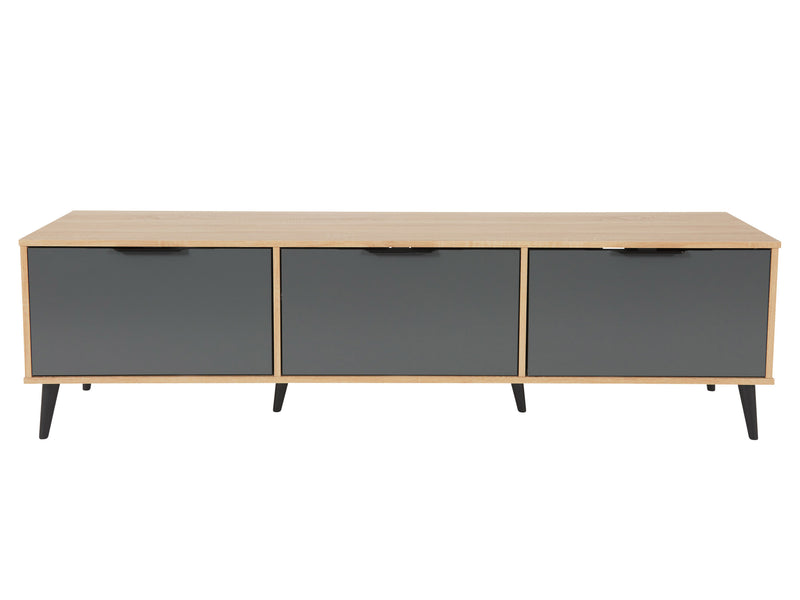 light wood and grey TV Bench with Cabinet Storage, TVs up to 85" Cole Collection product image by CorLiving