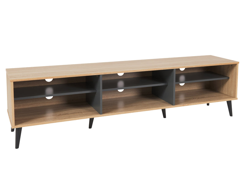 light wood and grey TV Bench with Open Shelves, TVs up to 85" Cole Collection product image by CorLiving