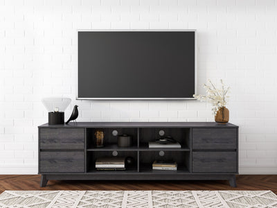 grey Modern TV Stand for TVs up to 85" Hollywood Collection lifestyle scene by CorLiving#color_grey