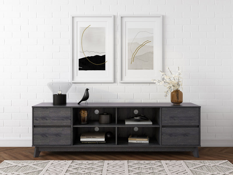 grey Modern TV Stand for TVs up to 85" Hollywood Collection lifestyle scene by CorLiving