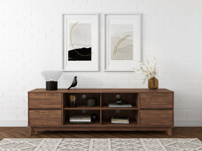 brown Modern TV Stand for TVs up to 85" Hollywood Collection lifestyle scene by CorLiving#color_brown