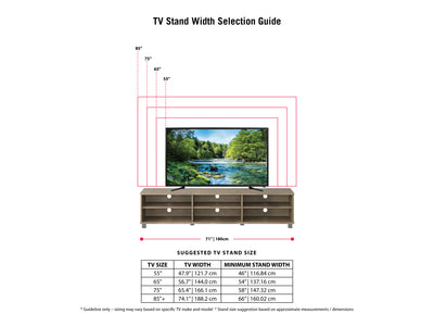 brown Modern TV Stand for TVs up to 85" Hollywood Collection infographic by CorLiving#color_brown