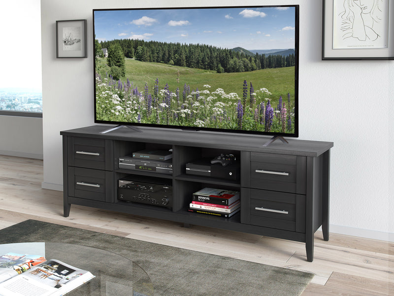 black Wide TV Stand for TVs up to 85" Jackson Collection lifestyle scene by CorLiving