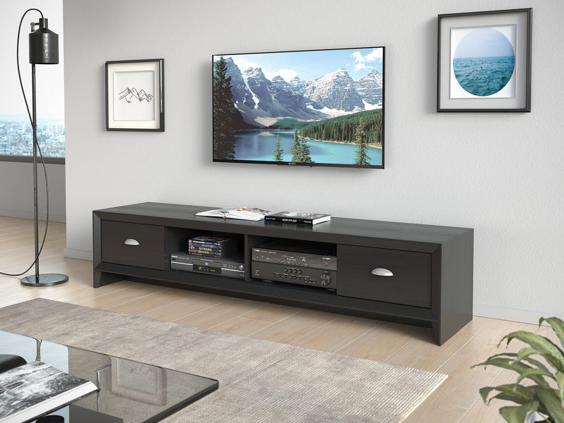 black TV Stand for TVs up to 85" Lakewood Collection lifestyle scene by CorLiving