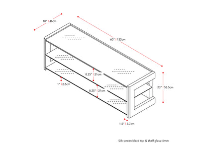 espresso Wood TV Stand for TVs up to 75" Milan Collection measurements diagram by CorLiving#color_espresso
