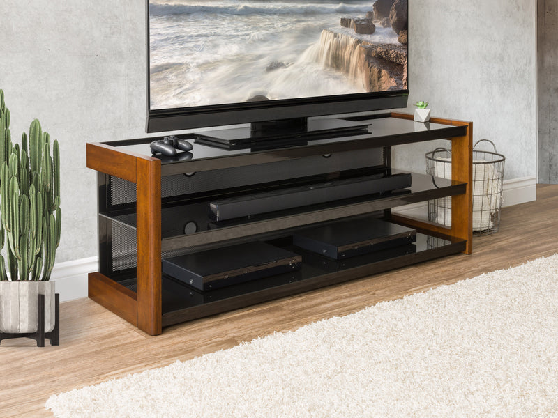 espresso Wood TV Stand for TVs up to 75" Milan Collection lifestyle scene by CorLiving