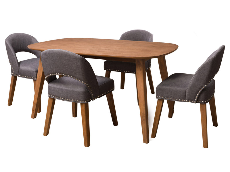dark grey and hazelnut Mid Century Modern Dining Set 5pc Tiffany Collection product image by CorLiving