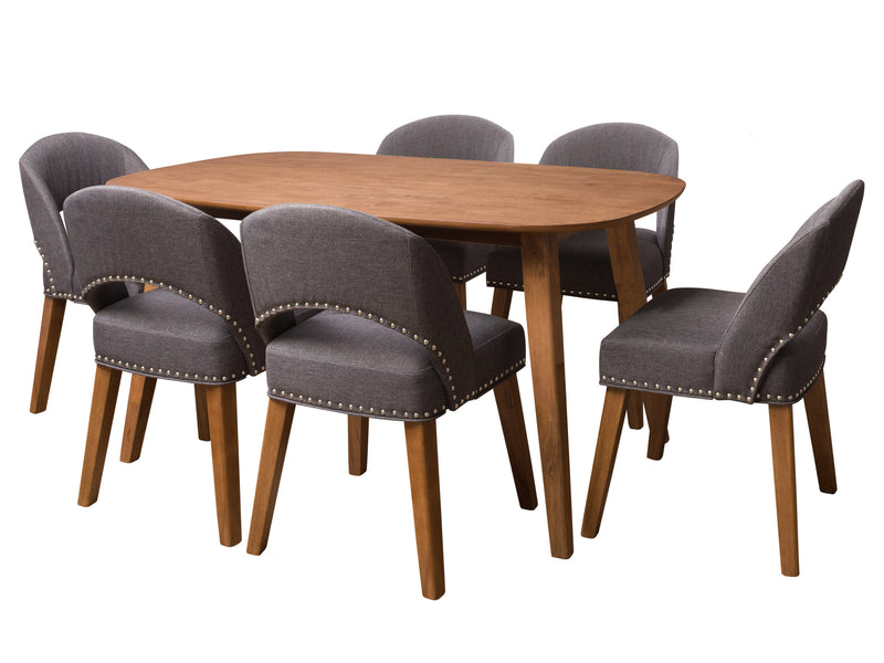 dark grey and hazelnut Mid Century Modern Dining Set 7pc Tiffany Collection product image by CorLiving