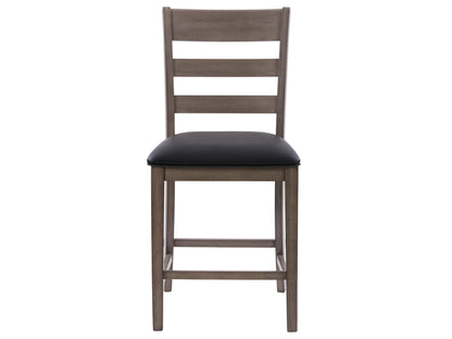 Modern dining set with a rectangular wood table and four upholstered chairs featuring a sleek black metal frame, light gray fabric seats, and backrests. Ideal for contemporary home decor.