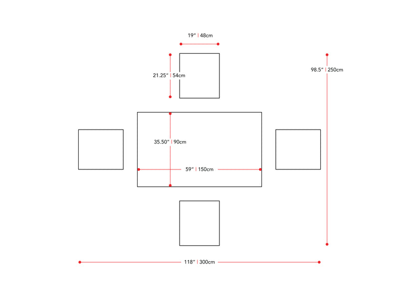 washed grey and black 5 Piece Counter Height Dining Set New York Collection measurements diagram by CorLiving